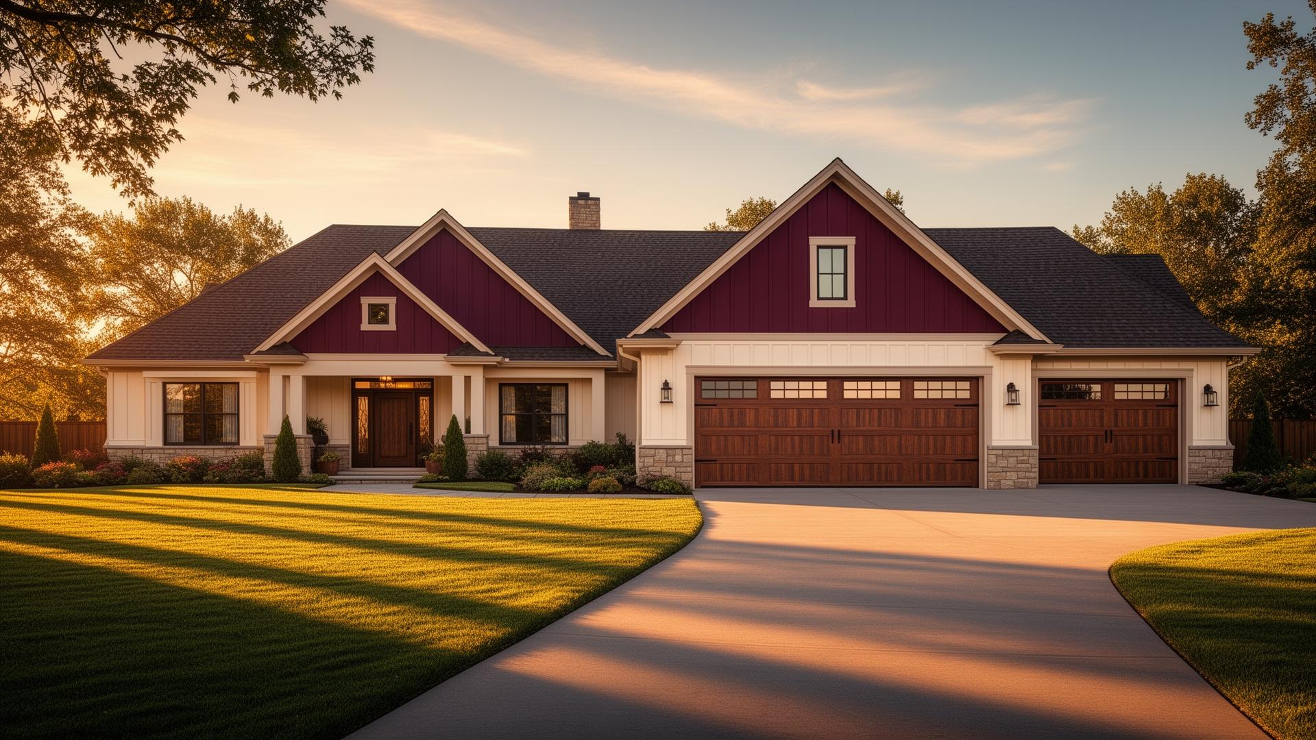 Premium insulated steel garage doors on ranch style home in Pembroke NC